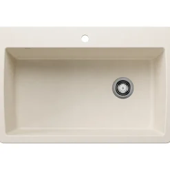 Blanco Diamond 34" Dual Mount Silgranit Kitchen Sink, Soft White, 1 Faucet Hole, 443072
