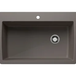 Blanco Diamond 34" Dual Mount Silgranit Kitchen Sink, Volcano Gray, 1 Faucet Hole, 443109