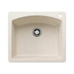 Blanco Diamond 25" Dual Mount Silgranit Kitchen Sink, Soft White, 1 Faucet Hole, 443060
