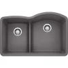 Blanco Diamond 32" Undermount Granite Composite Kitchen Sink, Silgranit, 40/60 Double Bowl, Cinder, 441600