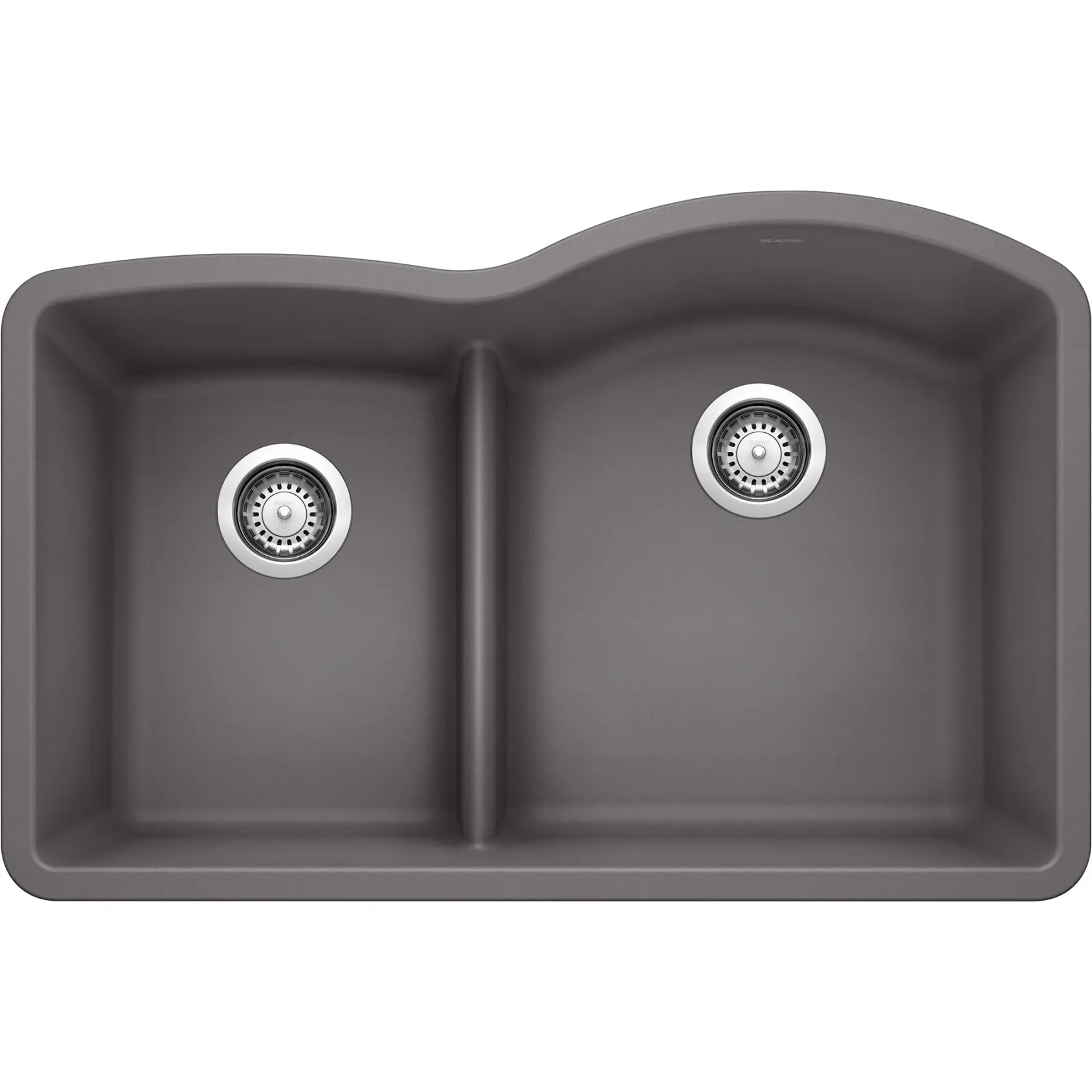 Blanco Diamond 32" Undermount Granite Composite Kitchen Sink, Silgranit, 40/60 Double Bowl, Cinder, 441600