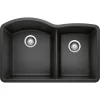 Blanco Diamond 32" Undermount Granite Composite Kitchen Sink, Silgranit, 60/40 Double Bowl, Anthracite, 440179
