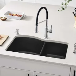 Blanco Diamond 32" Undermount Granite Composite Kitchen Sink, Silgranit, 60/40 Double Bowl, Anthracite, 440179