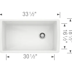 Blanco Diamond 34" Undermount Granite Composite Kitchen Sink, Silgranit, White, 441767
