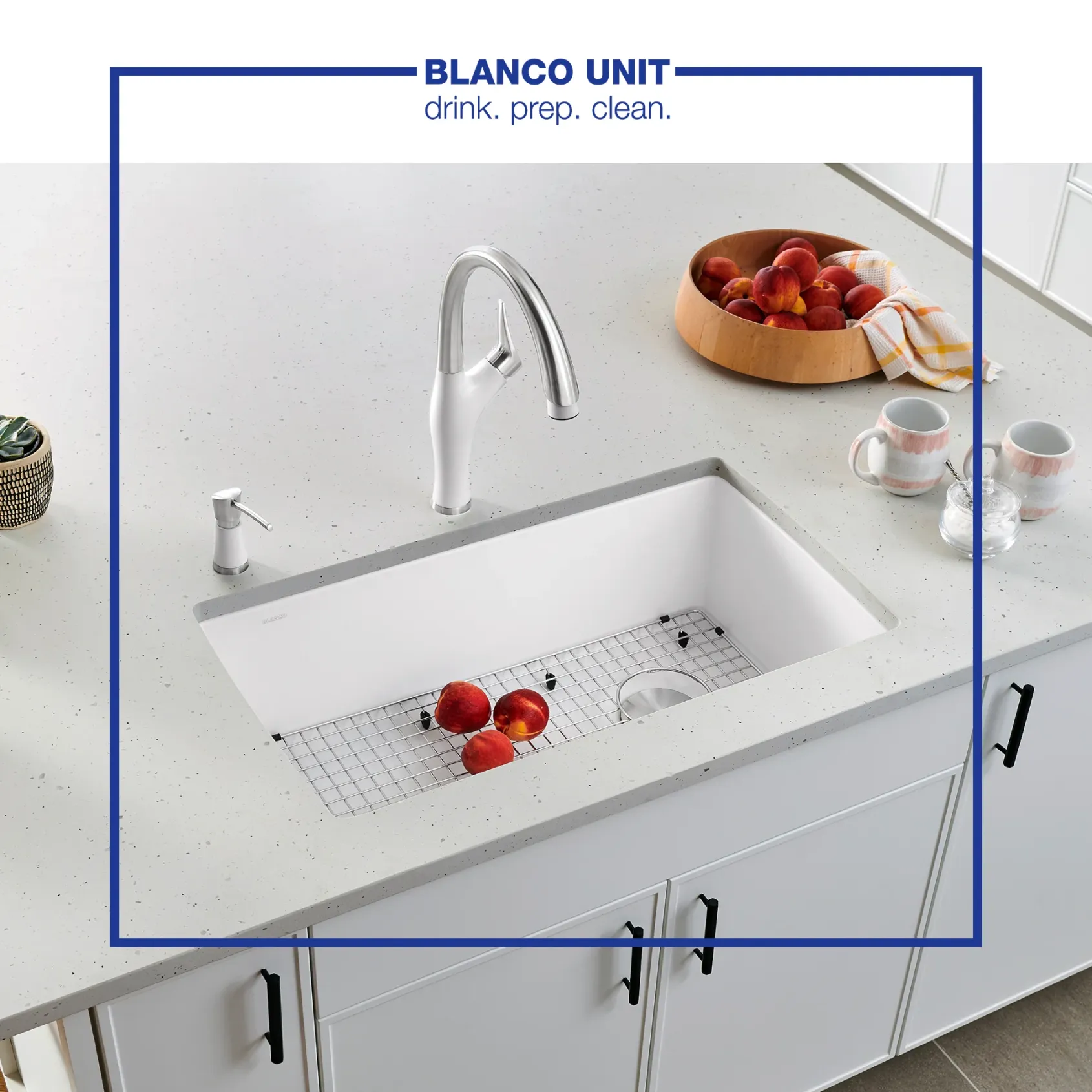 Blanco Diamond 34" Undermount Granite Composite Kitchen Sink, Silgranit, White, 441767