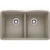Blanco Diamond 32" Undermount Granite Composite Kitchen Sink, Silgranit, 50/50 Double Bowl, Truffle, 441286