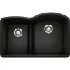 Blanco Diamond 32" Undermount Granite Composite Kitchen Sink, Silgranit, 40/60 Double Bowl, Coal Black, 442911
