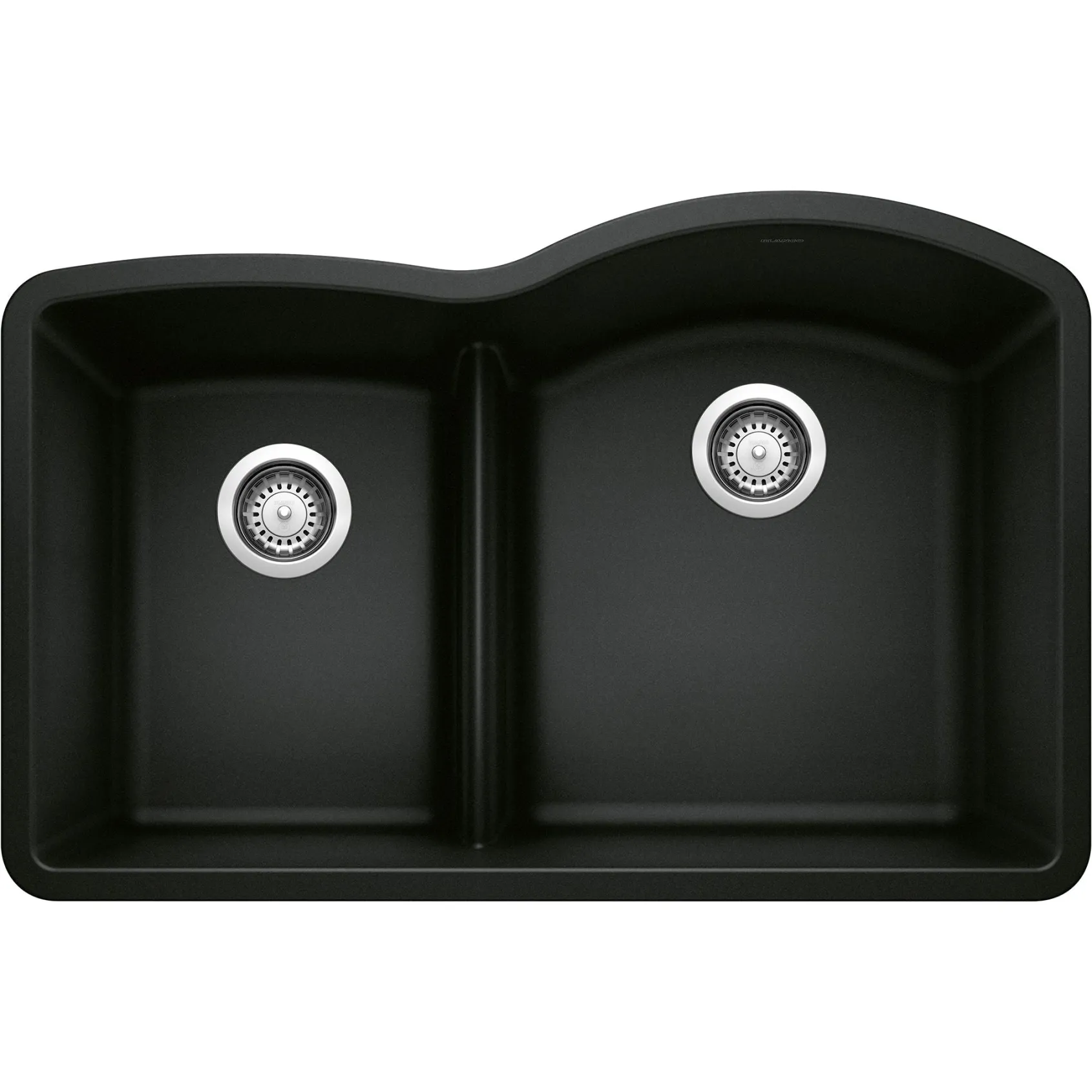 Blanco Diamond 32" Undermount Granite Composite Kitchen Sink, Silgranit, 40/60 Double Bowl, Coal Black, 442911