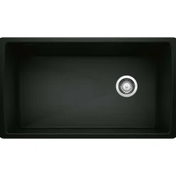 Blanco Diamond 34" Undermount Granite Composite Kitchen Sink, Silgranit, Coal Black, 442916