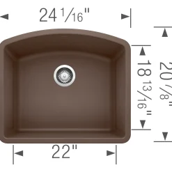 Blanco Diamond 24" Undermount Granite Composite Kitchen Sink, Silgranit, Cafe, 440172