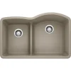Blanco Diamond 32" Undermount Granite Composite Kitchen Sink, Silgranit, 40/60 Double Bowl, Truffle, 441608