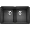 Blanco Diamond 32" Undermount Granite Composite Kitchen Sink, Silgranit, 50/50 Double Bowl, Anthracite, 442075