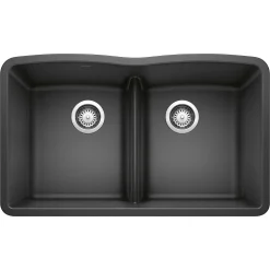 Blanco Diamond 32" Undermount Granite Composite Kitchen Sink, Silgranit, 50/50 Double Bowl, Anthracite, 442075