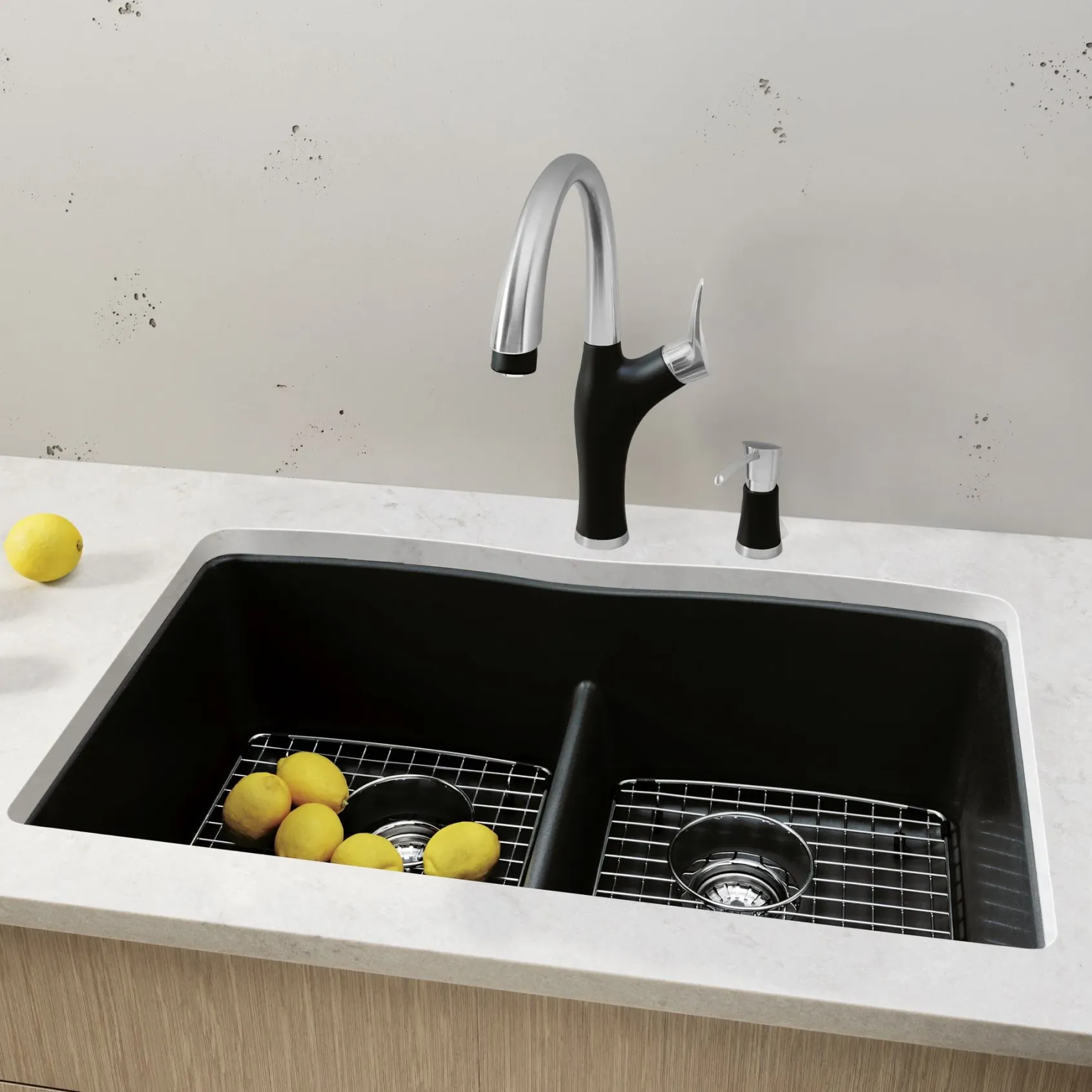 Blanco Diamond 32" Undermount Granite Composite Kitchen Sink, Silgranit, 50/50 Double Bowl, Anthracite, 442075
