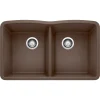 Blanco Diamond 32" Undermount Granite Composite Kitchen Sink, Silgranit, 50/50 Double Bowl, Cafe, 440182