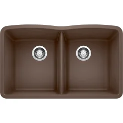 Blanco Diamond 32" Undermount Granite Composite Kitchen Sink, Silgranit, 50/50 Double Bowl, Cafe, 440182