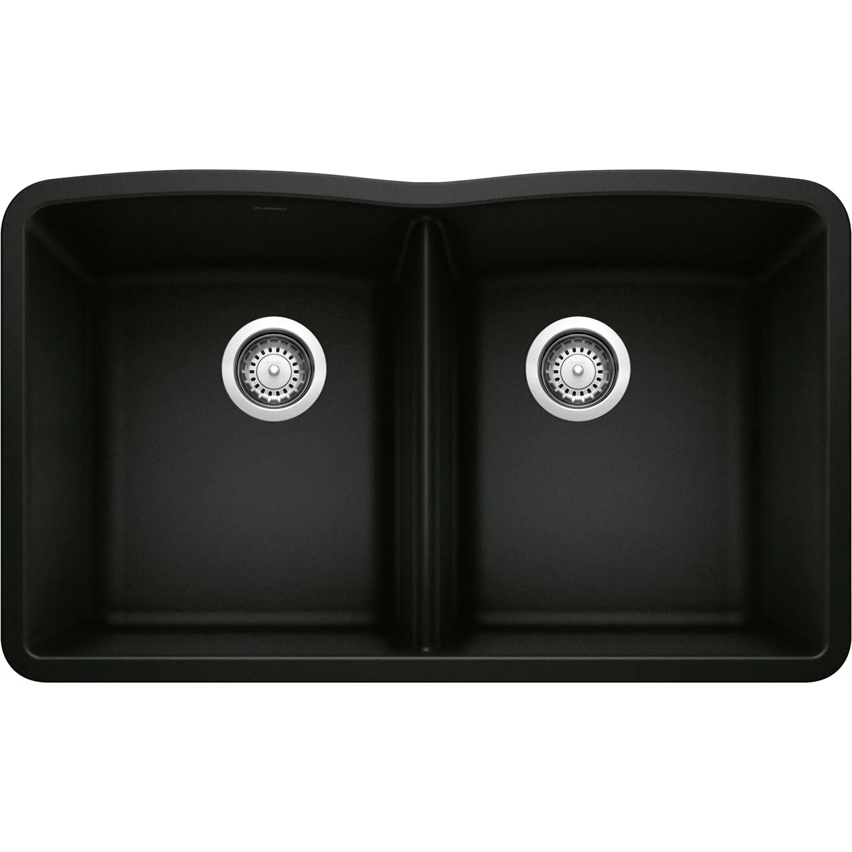 Blanco Diamond 32" Undermount Granite Composite Kitchen Sink, Silgranit, 50/50 Double Bowl, Coal Black, 442913