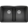 Blanco Diamond 32" Undermount Granite Composite Kitchen Sink, Silgranit, 50/50 Double Bowl, Anthracite, 440184
