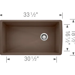Blanco Diamond 34" Undermount Granite Composite Kitchen Sink, Silgranit, Cafe, 441771