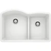 Blanco Diamond 32" Undermount Granite Composite Kitchen Sink, Silgranit, 60/40 Double Bowl, White, 441593