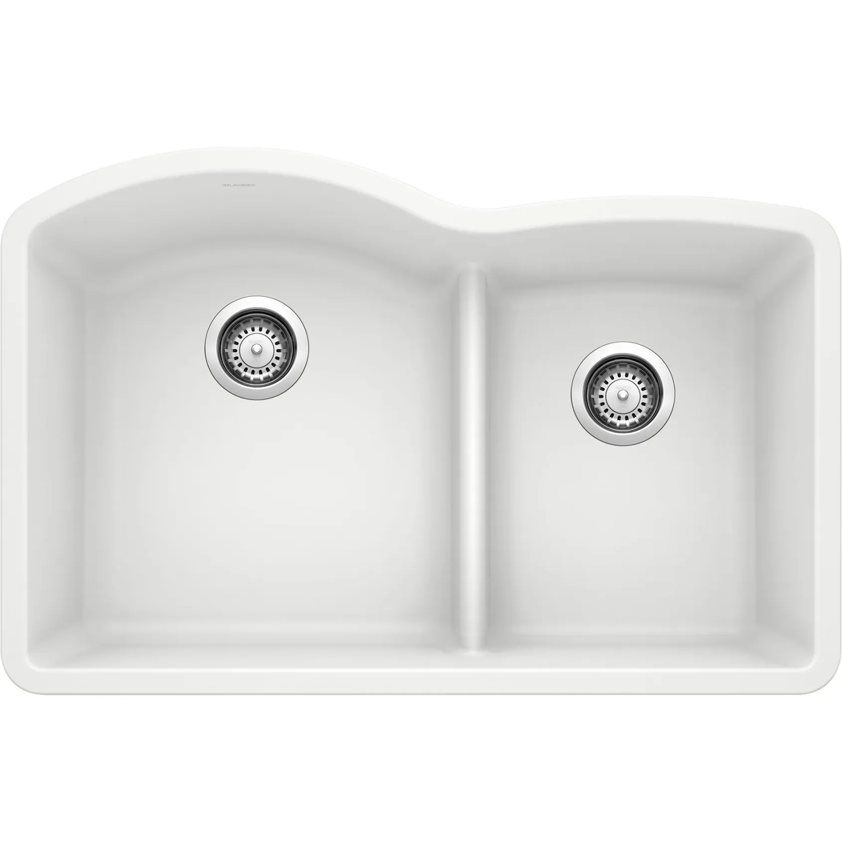 Blanco Diamond 32" Undermount Granite Composite Kitchen Sink, Silgranit, 60/40 Double Bowl, White, 441593