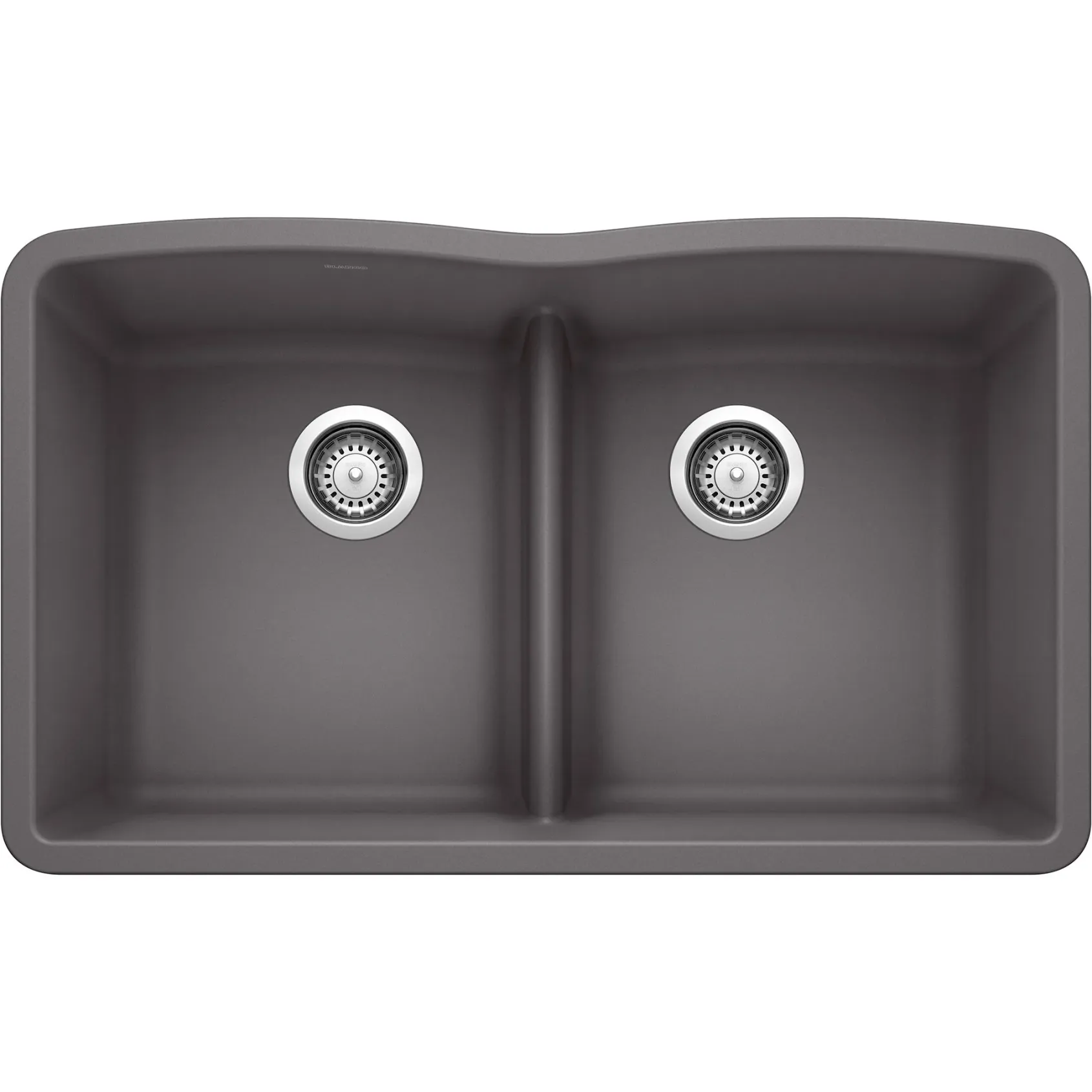 Blanco Diamond 32" Undermount Granite Composite Kitchen Sink, Silgranit, 50/50 Double Bowl, Cinder, 442071