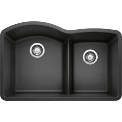 Blanco Diamond 32" Undermount Granite Composite Kitchen Sink, Silgranit, 60/40 Double Bowl, Anthracite, 441590