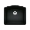 Blanco Diamond 24" Undermount Granite Composite Kitchen Sink, Silgranit, Coal Black, 442906