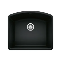 Blanco Diamond 24" Undermount Granite Composite Kitchen Sink, Silgranit, Coal Black, 442906