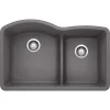 Blanco Diamond 32" Undermount Granite Composite Kitchen Sink, Silgranit, 60/40 Double Bowl, Cinder, 441591