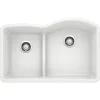 Blanco Diamond 32" Undermount Granite Composite Kitchen Sink, Silgranit, 40/60 Double Bowl, White, 441603