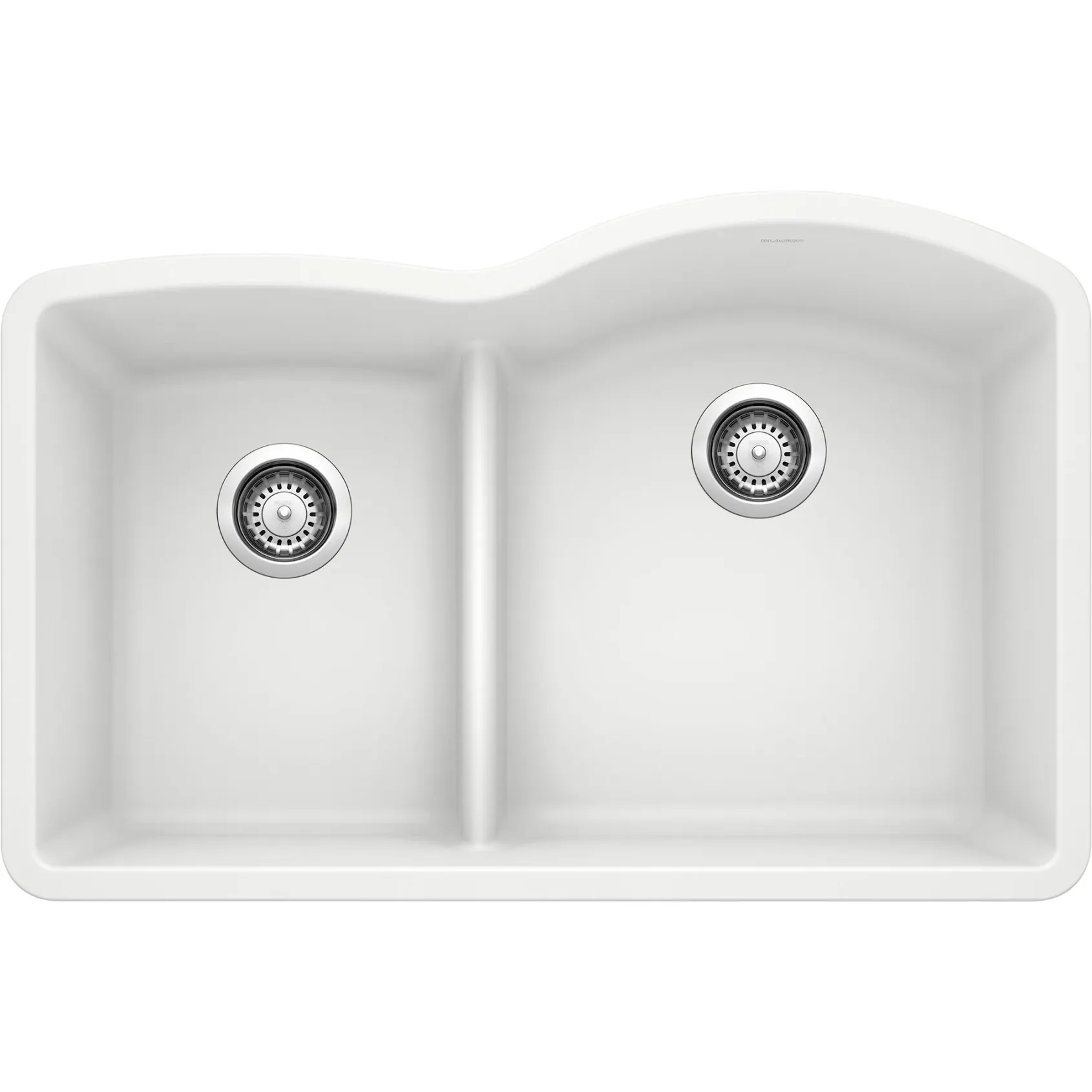 Blanco Diamond 32" Undermount Granite Composite Kitchen Sink, Silgranit, 40/60 Double Bowl, White, 441603