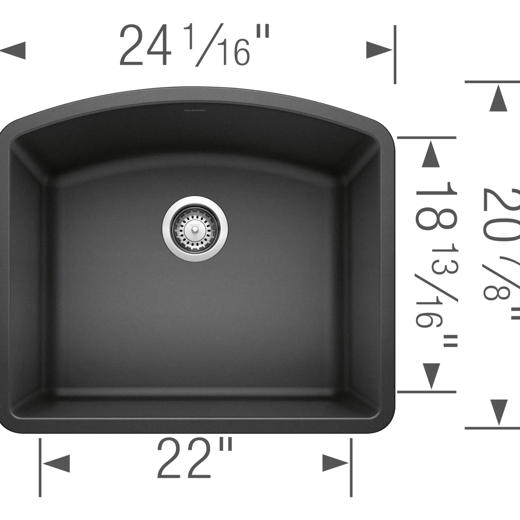 Blanco Diamond 24" Undermount Granite Composite Kitchen Sink, Silgranit, Anthracite, 440174
