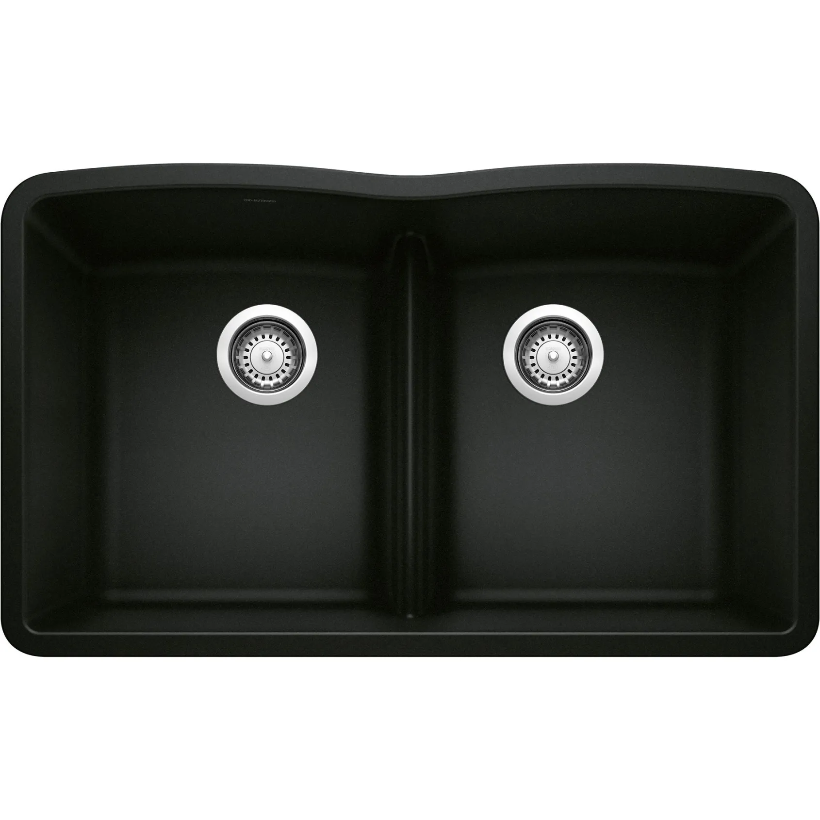 Blanco Diamond 32" Undermount Granite Composite Kitchen Sink, Silgranit, 50/50 Double Bowl, Coal Black, 442914