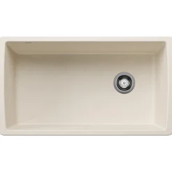 Blanco Diamond 34" Undermount Silgranit Kitchen Sink, Soft White, No Faucet Hole, 443071
