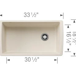 Blanco Diamond 34" Undermount Silgranit Kitchen Sink, Soft White, No Faucet Hole, 443071