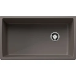 Blanco Diamond 34" Undermount Silgranit Kitchen Sink, Volcano Gray, No Faucet Hole, 443108