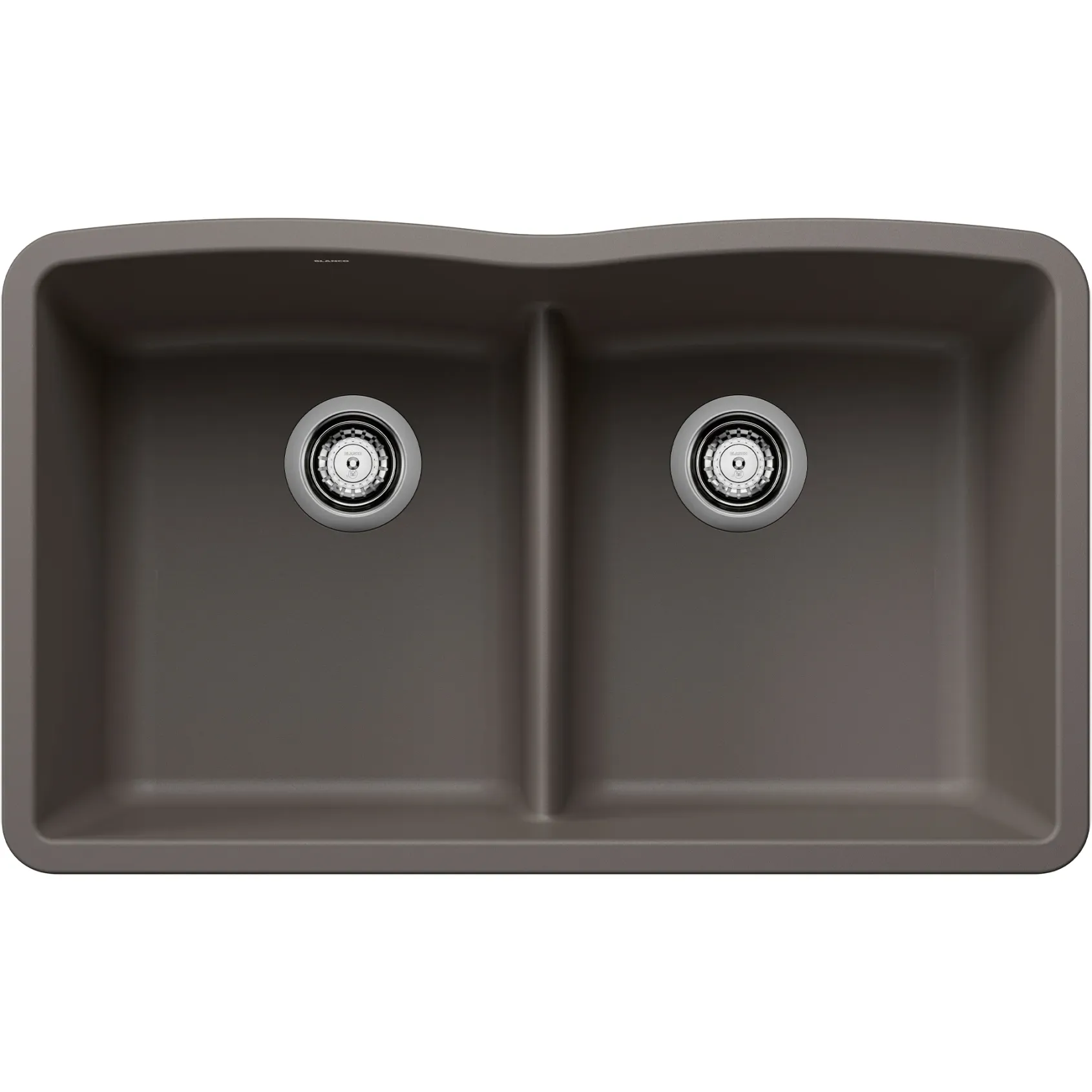 Blanco Diamond 32" Undermount Silgranit Kitchen Sink, 50/50 Double Bowl, Volcano Gray, No Faucet Hole, 443106