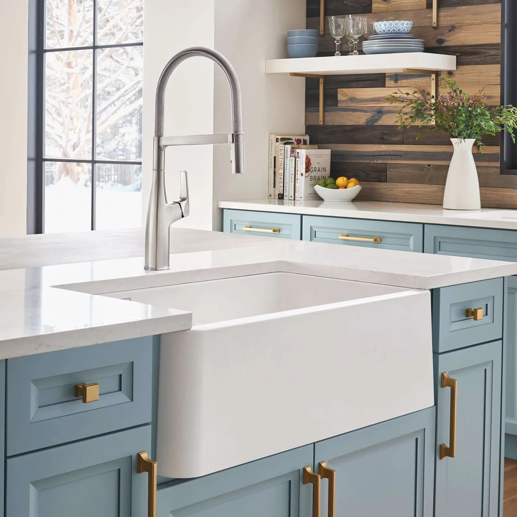 Blanco Ikon 33" Granite Composite Farmhouse Sink, Silgranit, 60/40 Double Bowl, White, 402324