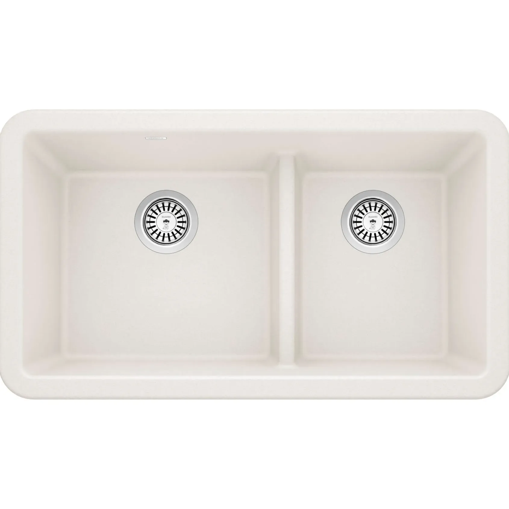 Blanco Ikon 33" Granite Composite Farmhouse Sink, Silgranit, 60/40 Double Bowl, White, 402324