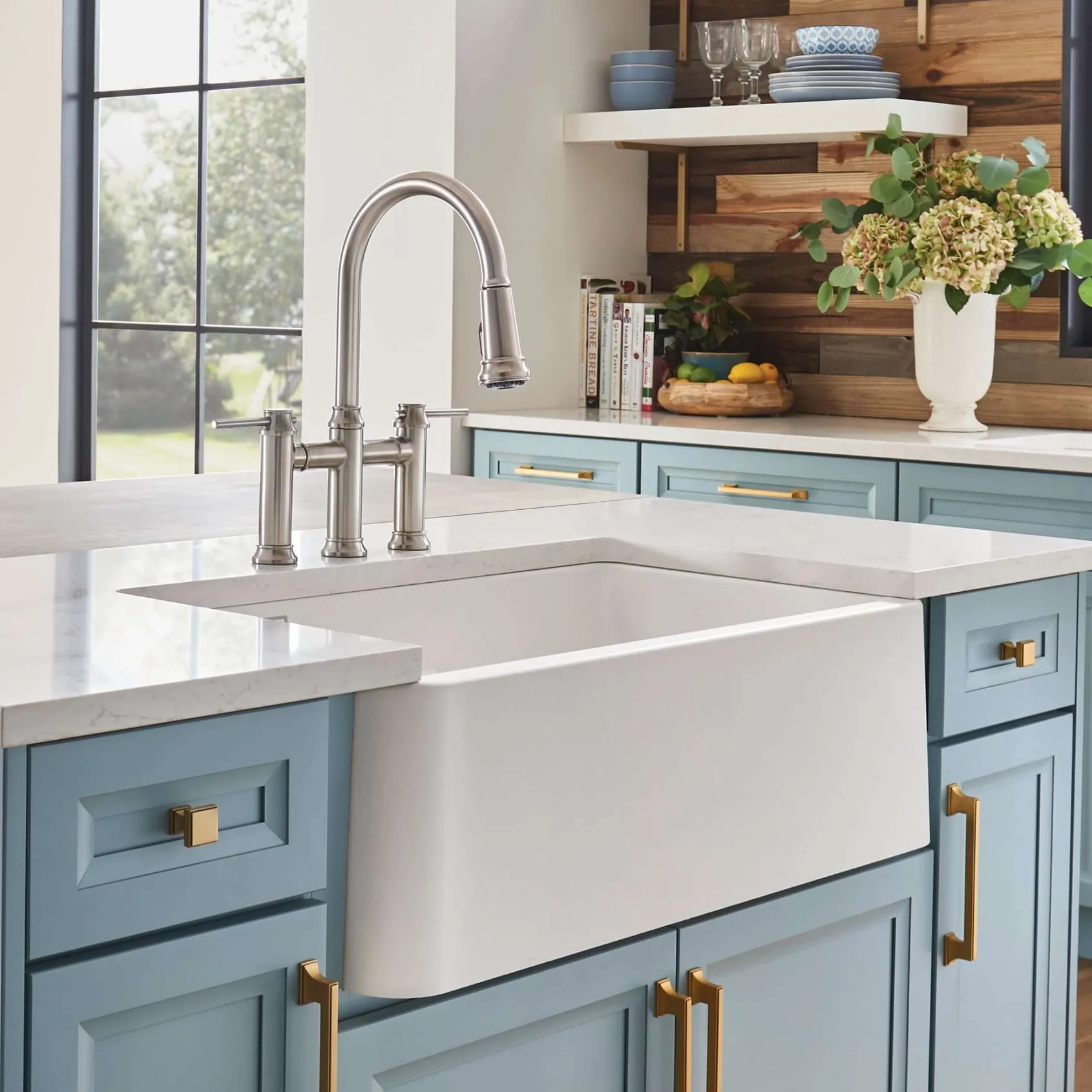 Blanco Ikon 33" Granite Composite Farmhouse Sink, Silgranit, 60/40 Double Bowl, White, 402324