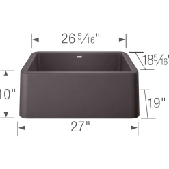 Blanco Ikon 27" Granite Composite Farmhouse Sink, Silgranit, Cinder, 402315