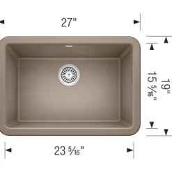 Blanco Ikon 27" Granite Composite Farmhouse Sink, Silgranit, Truffle, 402318