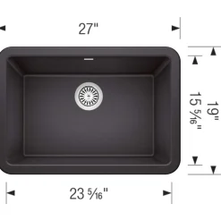 Blanco Ikon 27" Granite Composite Farmhouse Sink, Silgranit, Anthracite, 402311
