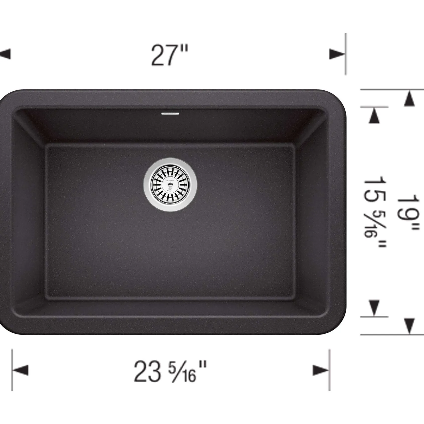 Blanco Ikon 27" Granite Composite Farmhouse Sink, Silgranit, Anthracite, 402311