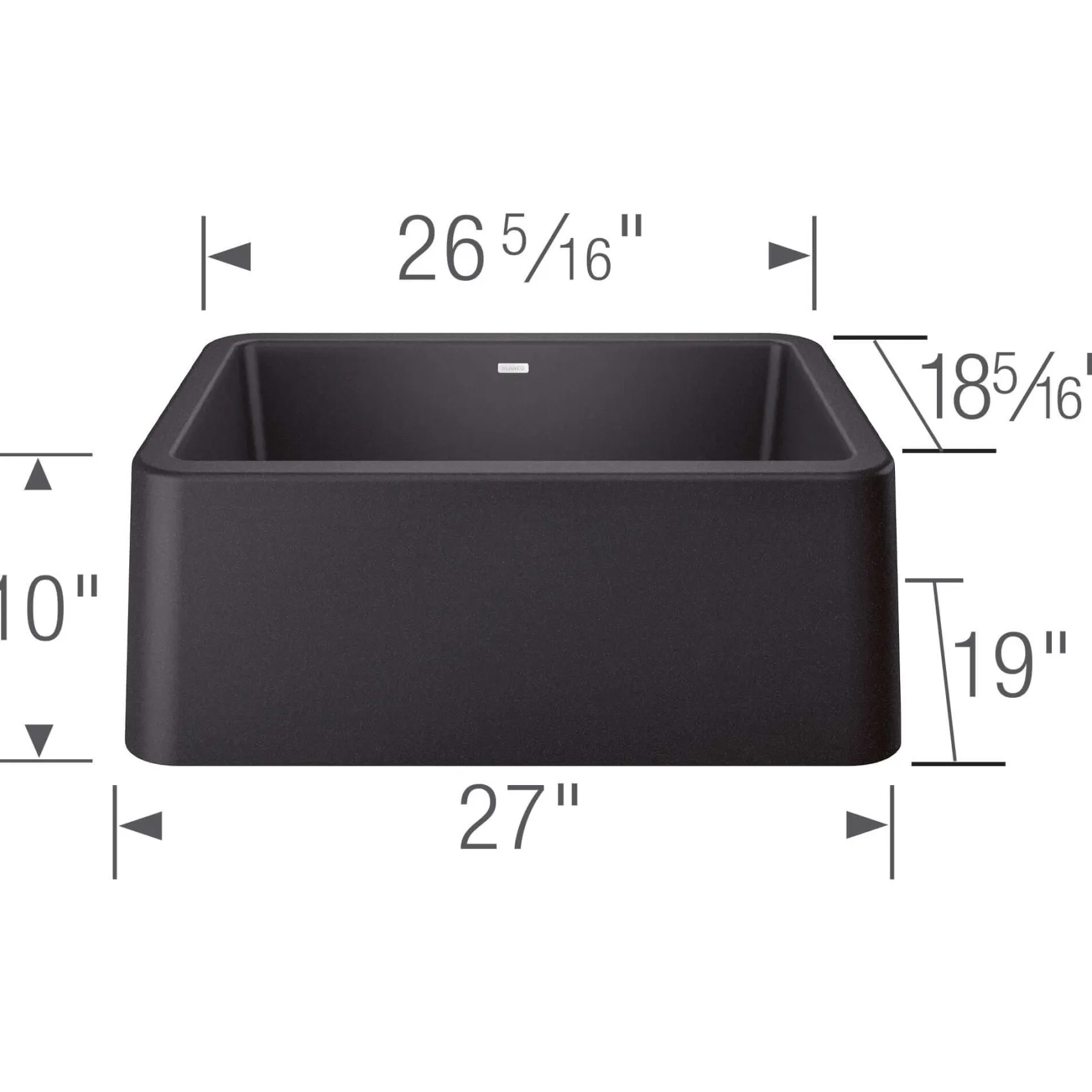 Blanco Ikon 27" Granite Composite Farmhouse Sink, Silgranit, Anthracite, 402311
