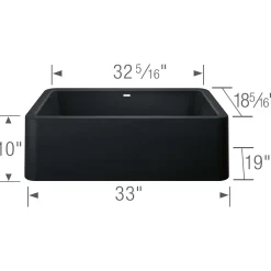 Blanco Ikon 33" Granite Composite Farmhouse Sink, Silgranit, Coal Black, 402575