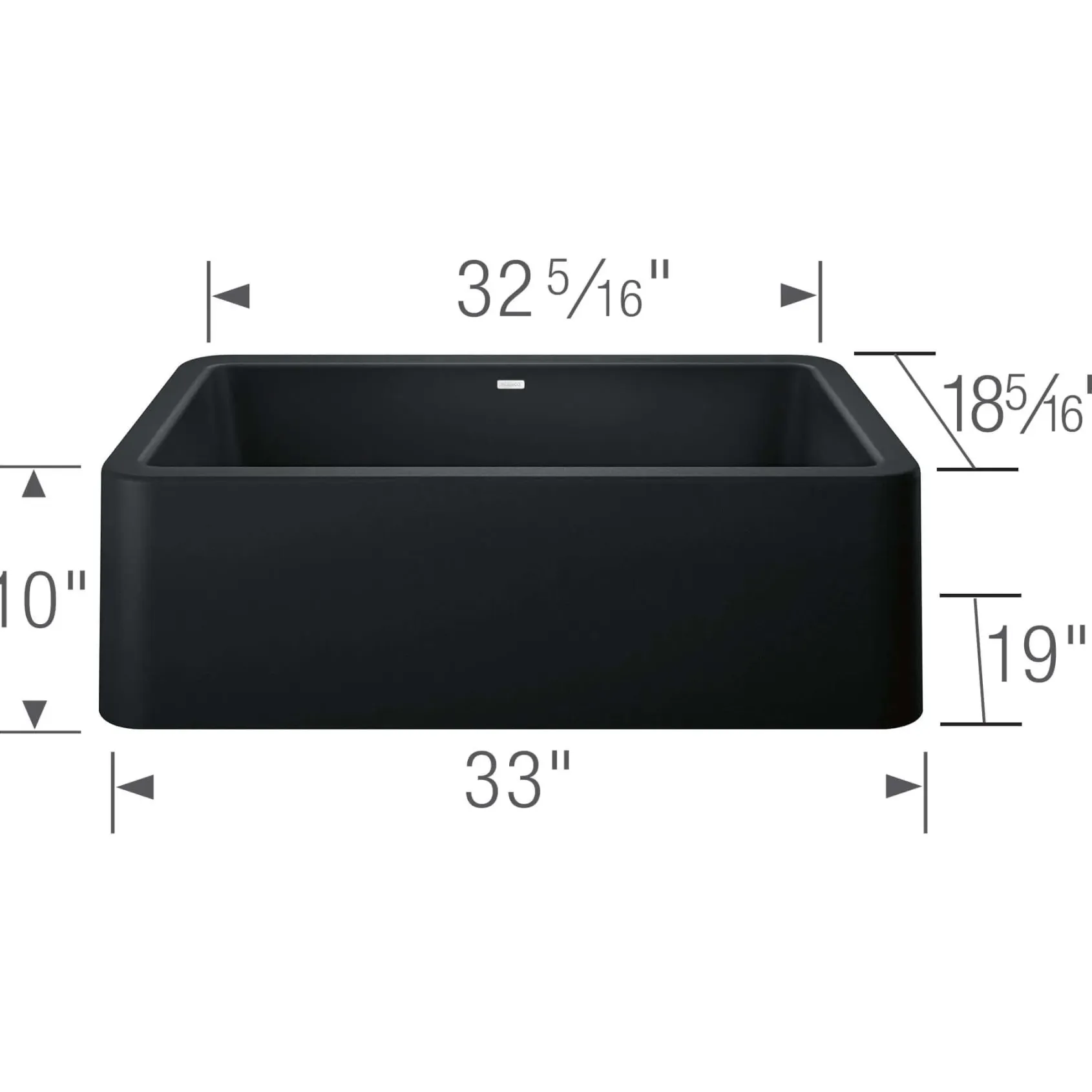 Blanco Ikon 33" Granite Composite Farmhouse Sink, Silgranit, Coal Black, 402575