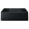 Blanco Ikon 33" Granite Composite Farmhouse Sink, Silgranit, 60/40 Double Bowl, Coal Black, 402525
