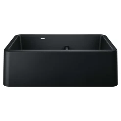 Blanco Ikon 33" Granite Composite Farmhouse Sink, Silgranit, 60/40 Double Bowl, Coal Black, 402525